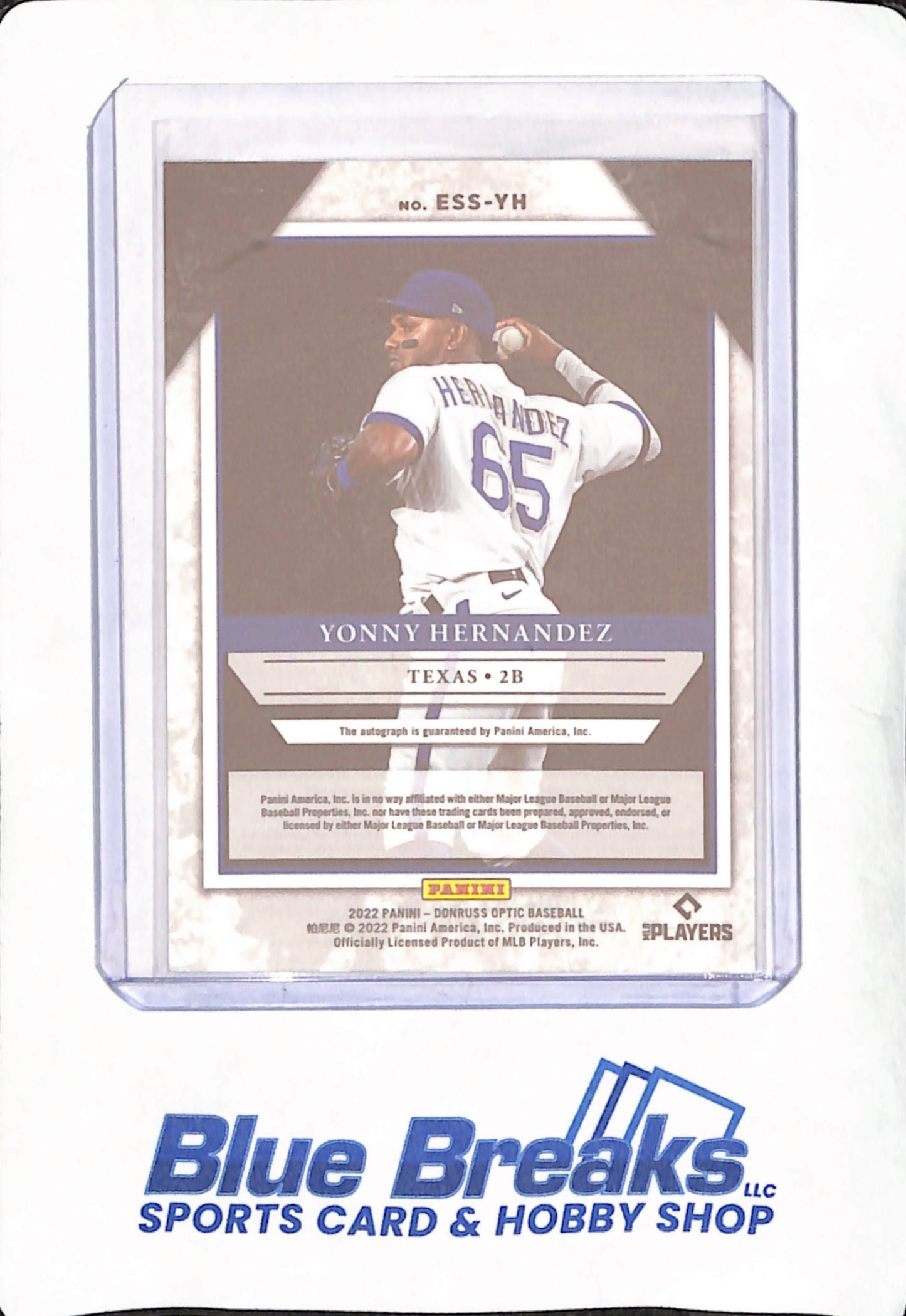2022 Panini Donruss Optic - Yonny Hernandez - Autograph - Texas Rangers - Baseball - Elite Series - #ESS-YH