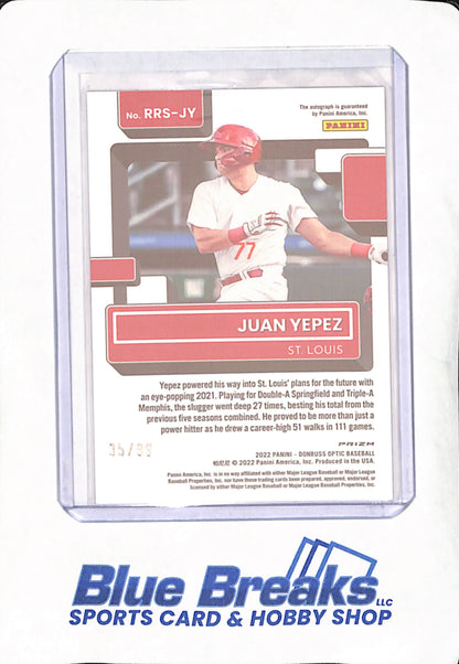 2022 Panini Donruss Optic - Juan Yepez - Autograph - St. Louis Cardinals - Baseball - Red Mojo - 35/99 - #RRS-JY