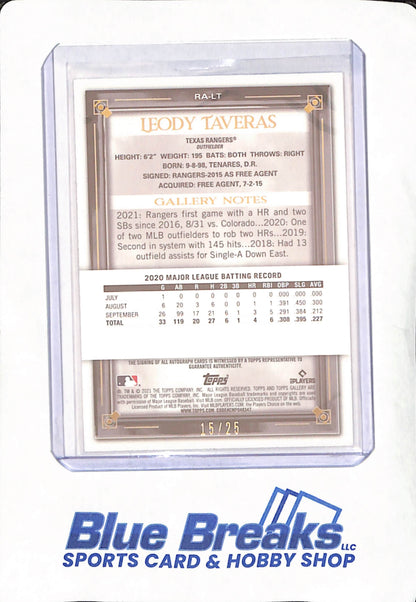 2021 Topps Gallery - Leody Taveras - Autograph - Texas Rangers - Baseball - 15/25 - RC -#RA-LT