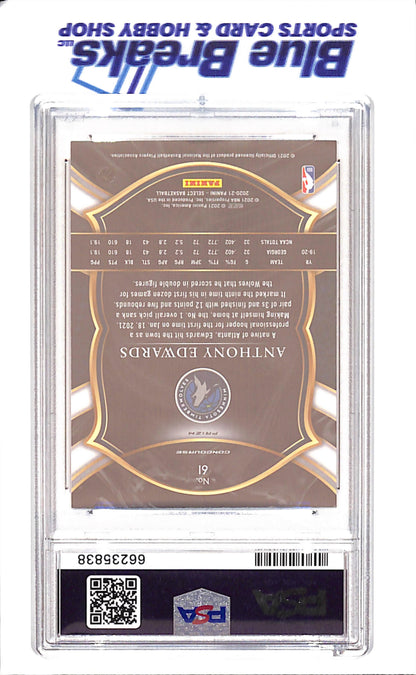 2020 Panini Select - Anthony Edwards - Blue Prizm - RC - PSA 9 - Minnesota Timberwolves - Basketball - #61