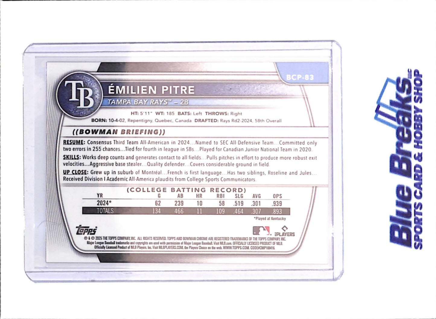 2025 Bowman Chrome - Emilien Petre - Orange Geometric - 21/25 - 1st Bowman - Tampa Bay Rays - Baseball - #BCP-83