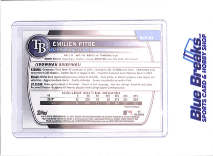 2025 Bowman Chrome - Emilien Petre - Orange Geometric - 21/25 - 1st Bowman - Tampa Bay Rays - Baseball - #BCP-83