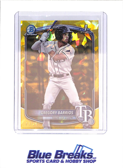 2025 Bowman Chrome Sapphire - Gregory Barrios - Yellow - 71/75 - 1st Bowman - Tampa Bay Rays - Baseball - #BCP-7