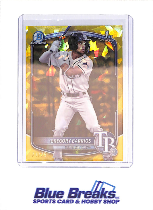 2025 Bowman Chrome Sapphire - Gregory Barrios - Yellow - 71/75 - 1st Bowman - Tampa Bay Rays - Baseball - #BCP-7