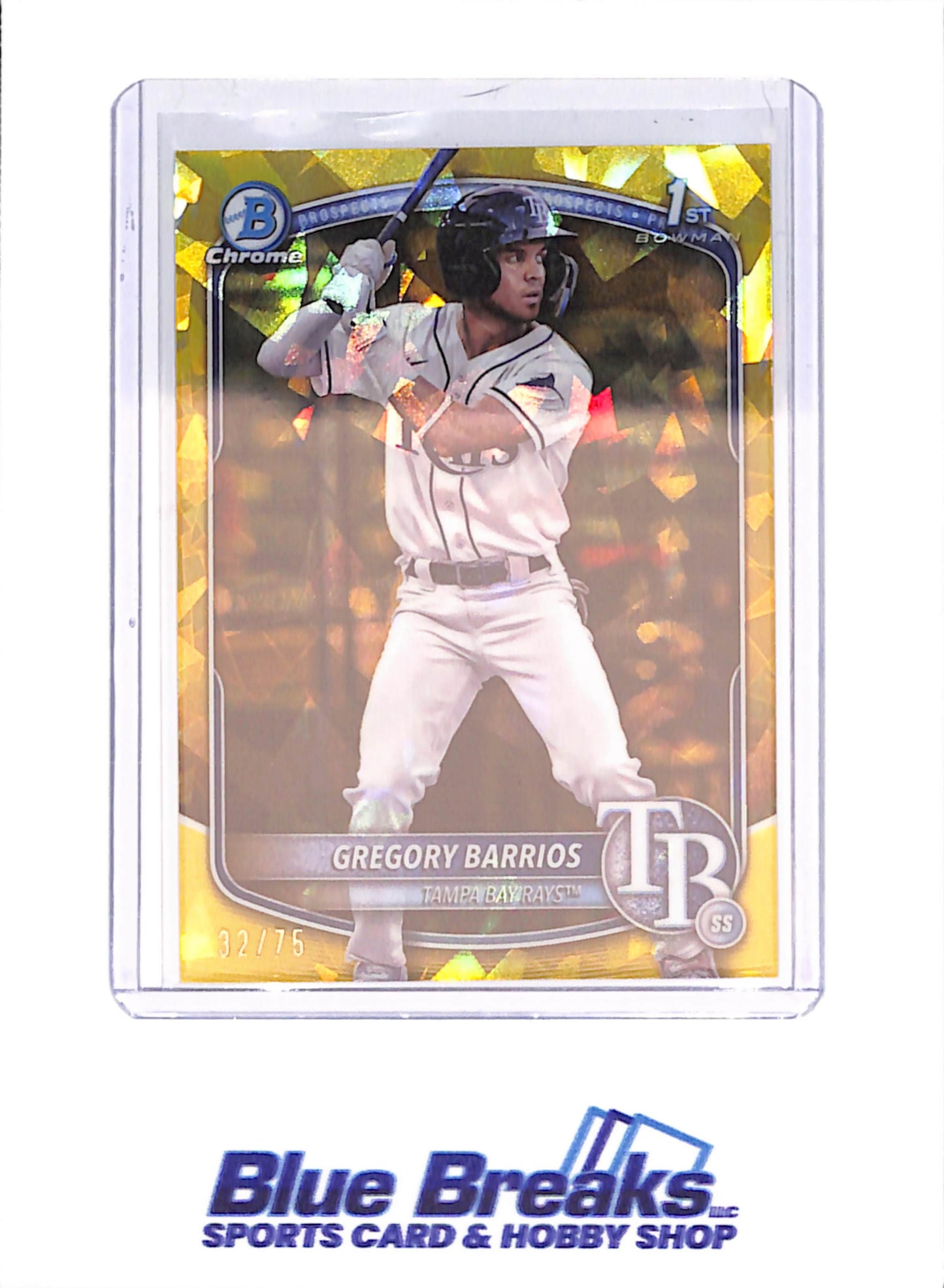 2025 Bowman Chrome Sapphire - Gregory Barrios - Yellow 1st Bowman - 32/75 - Tampa Bay Rays - Baseball - #BCP-7