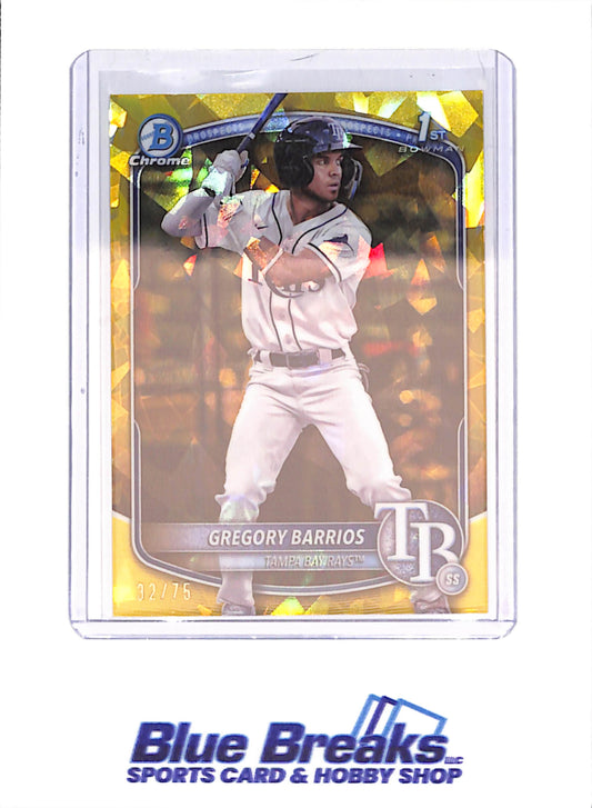 2025 Bowman Chrome Sapphire - Gregory Barrios - Yellow 1st Bowman - 32/75 - Tampa Bay Rays - Baseball - #BCP-7