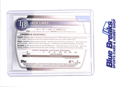 2025 Bowman Chrome Sapphire - Jack Lines - yellow - 41/75 - 1st Bowman - Tampa Bay Rays - Baseball - #BCP-64