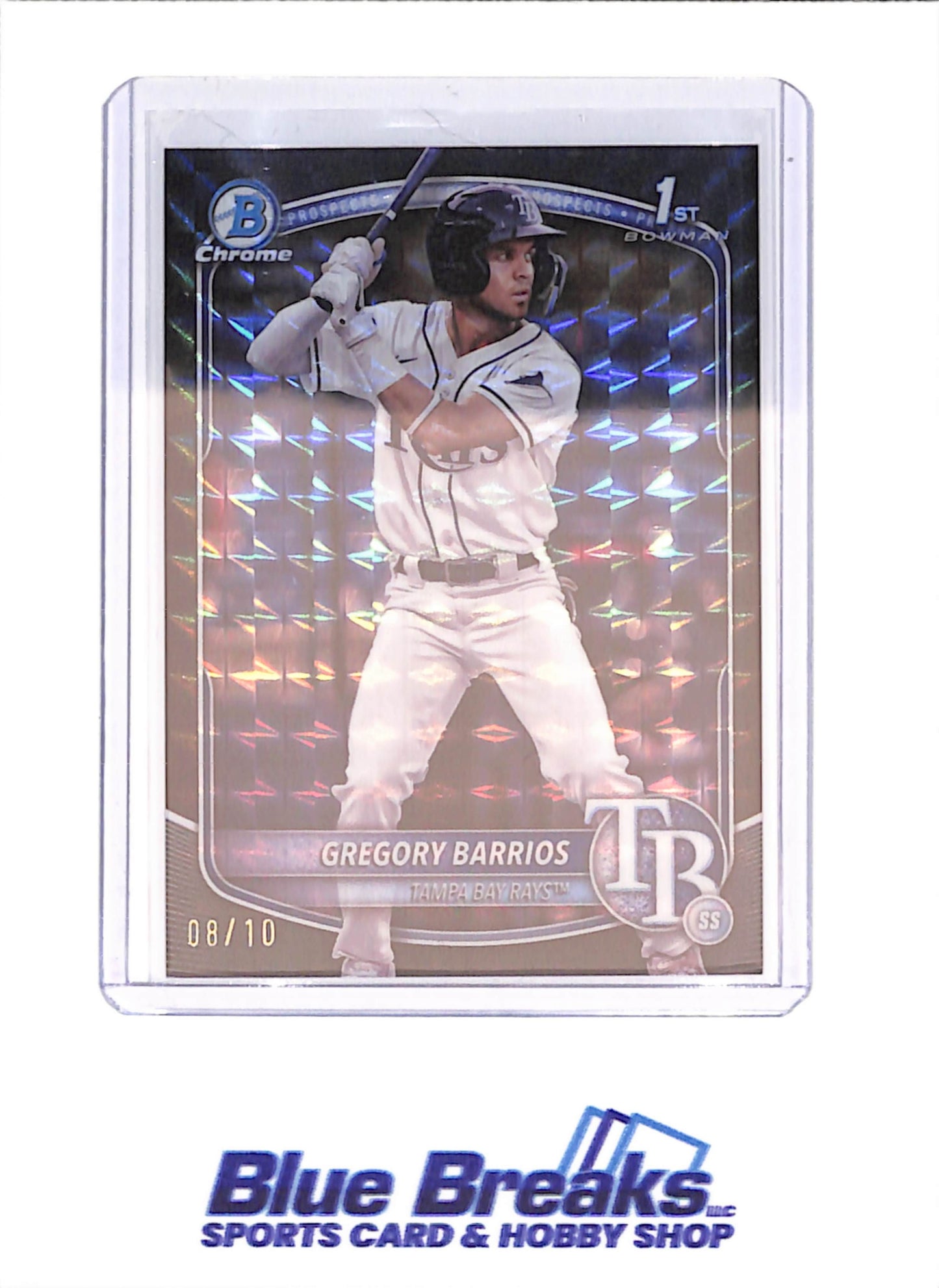 2025 Bowman Chrome - Gregory Barrios - 1st Bowman - Geometic - 8/10 - Tampa Bay Rays - #BCP-7