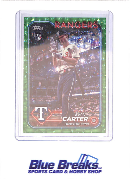 2024 Topps Update - Evan Carter - RC - Debut - Green Crackle - 461/499 - Texas Ranger - Baseball - #US58