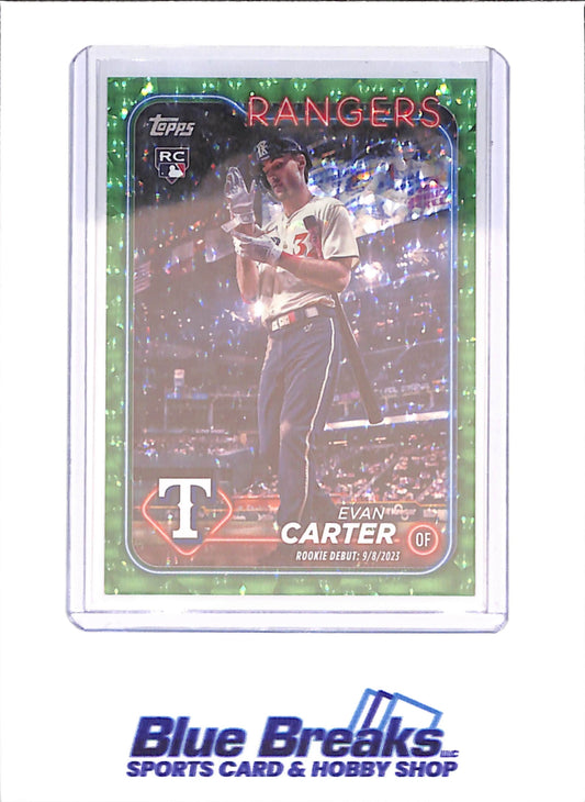 2024 Topps Update - Evan Carter - RC - Debut - Green Crackle - 461/499 - Texas Ranger - Baseball - #US58