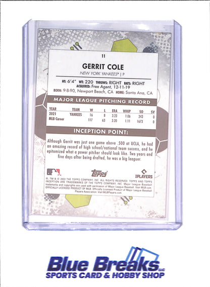 2022 Topps Inception - Gerri Cole - 30/50 - Orange - New York Yankees - Baseball - #11