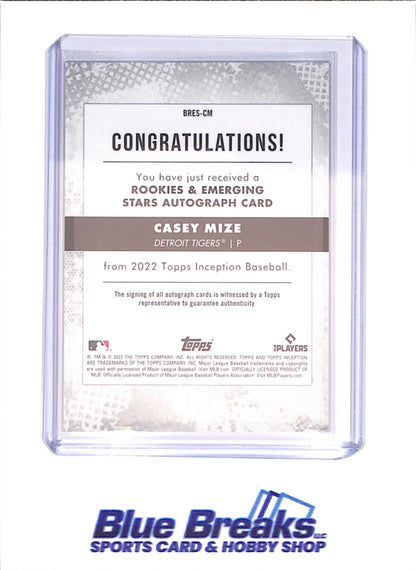 2022 Topps Inception - Casey Mize - Autograph - 15150 - Detroit Tigers - Baseball - #BRES-CM
