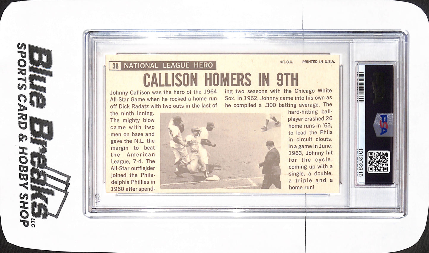 1964 Topps Giants - Johnny Callison - Philadelphia Phillies - Baseball - PSA 8 - #36
