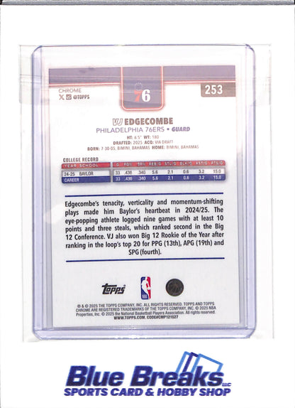 2025 Topps Chrome - Image Variation - VJ Edgecombe - RC - #253 - basketball - 76ers