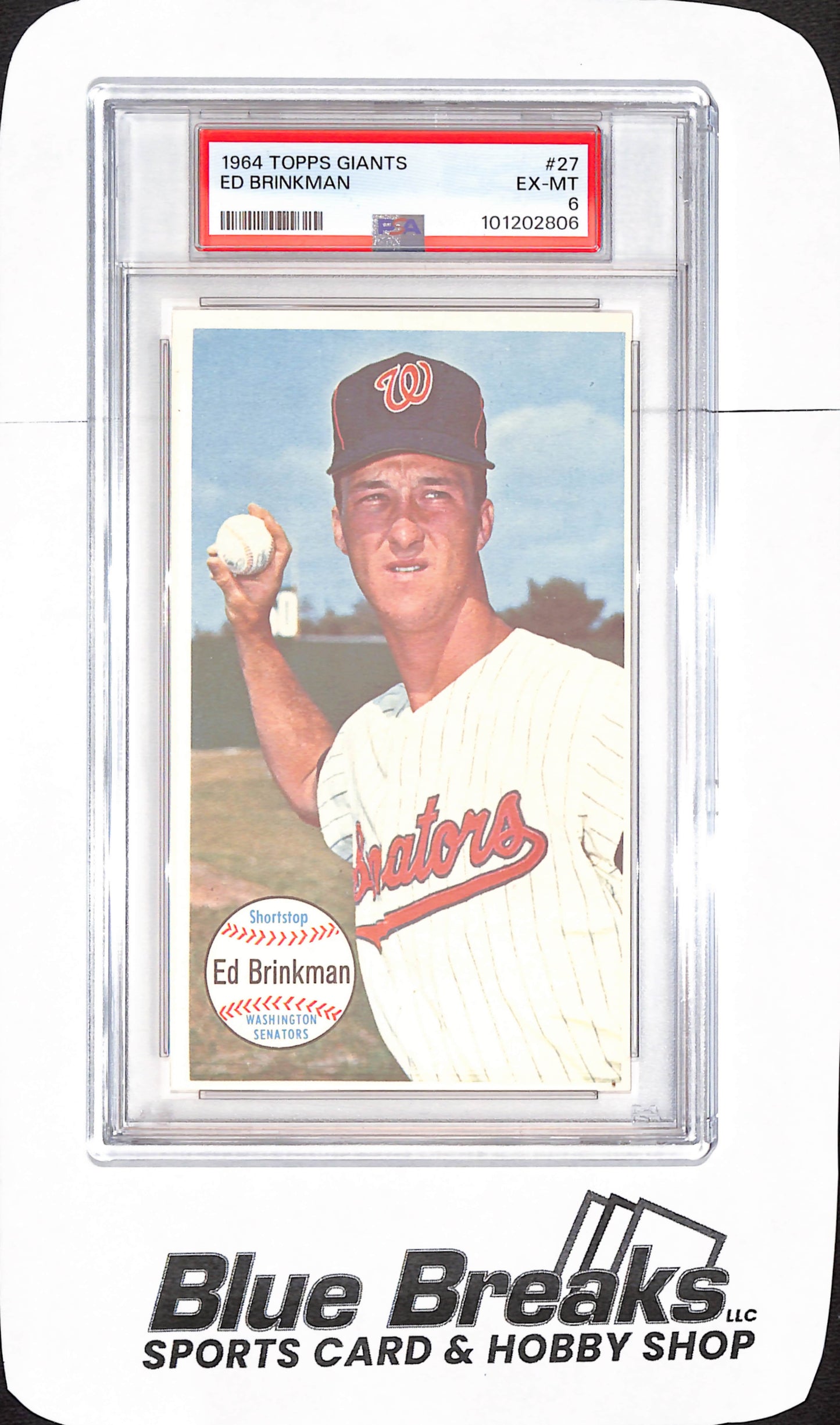 1964 Topps Giants - Ed Brinkman - Washington Senators - Baseball - PSA 6 - #27