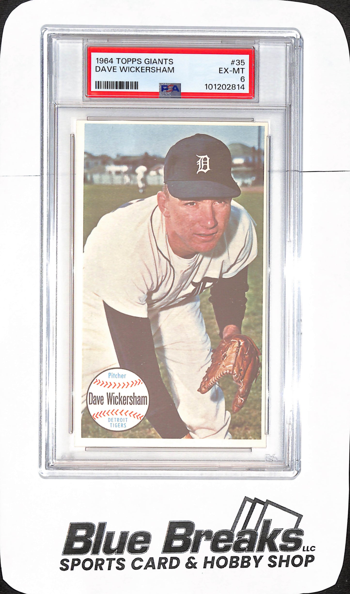 1964 Topps Giants - Dave Wickersham - Detroit Tigers Baseball - PSA 6 - #35