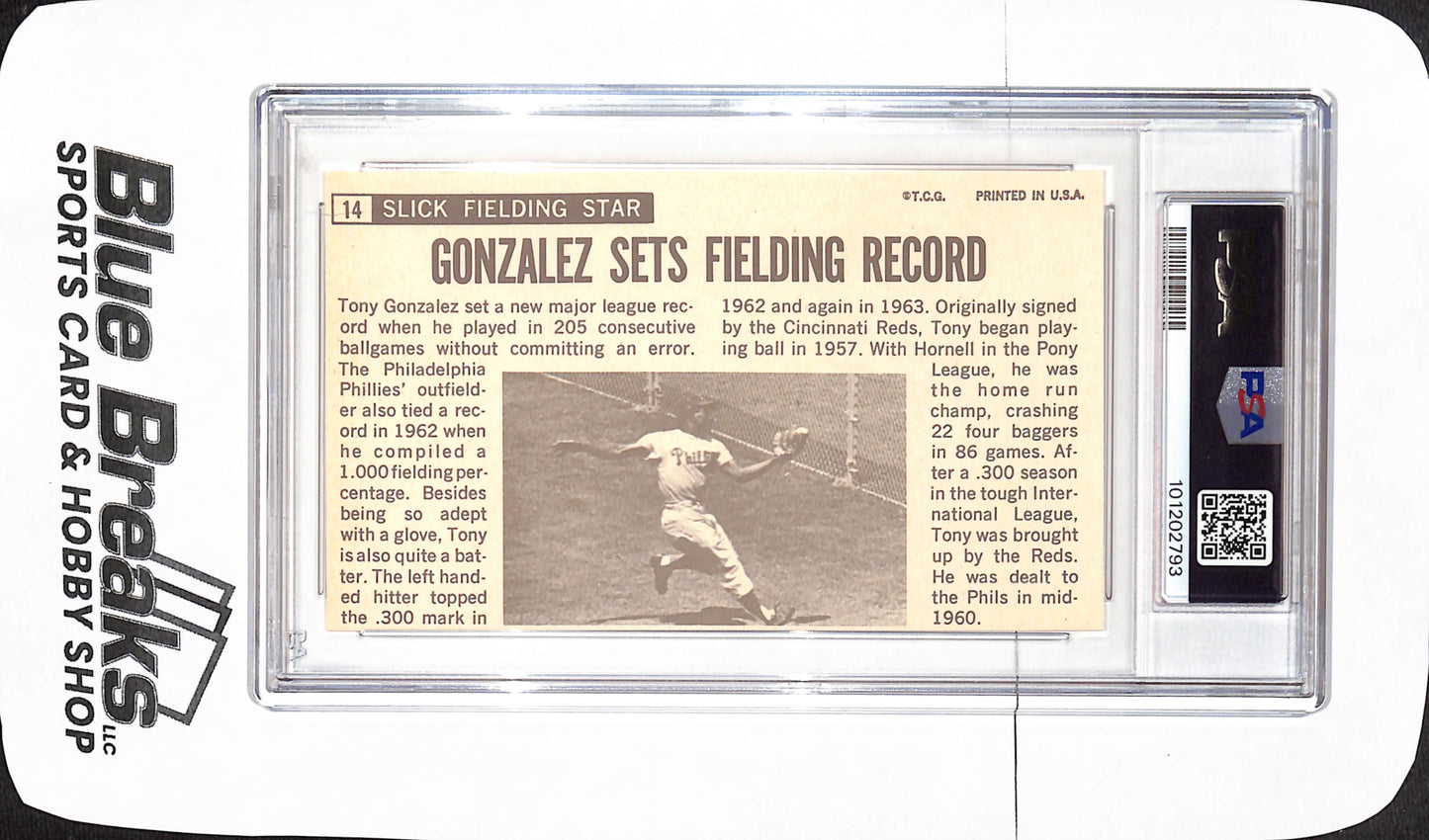 1964 Topps Giants - Tony Gonzalez - Philadelphia Phillies - Baseball - PSA 6 - #14