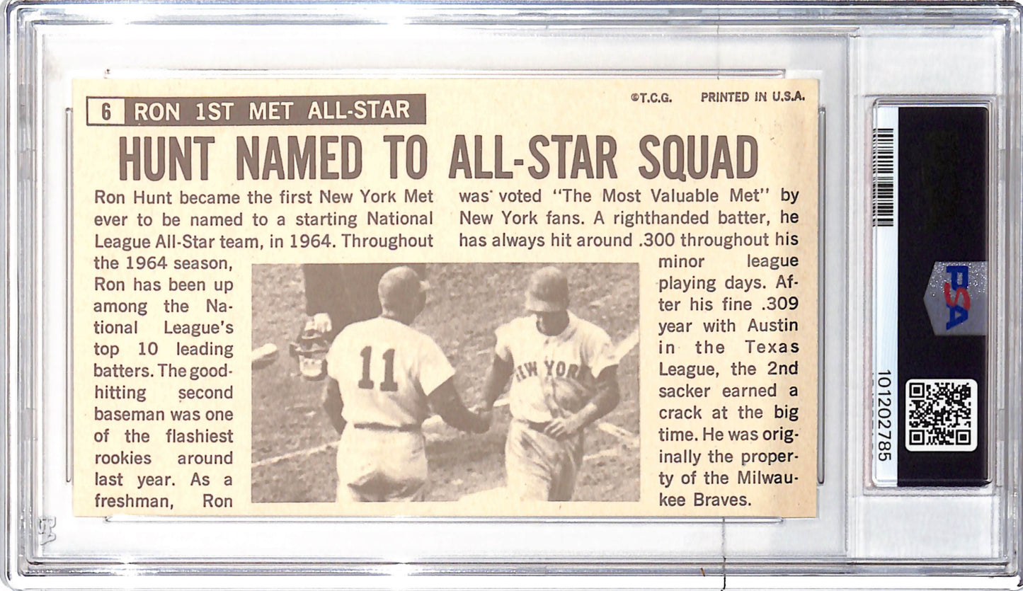 1964 Topps Giants - Ron Hunt - New York Mets - Baseball - PSA 8 - #6