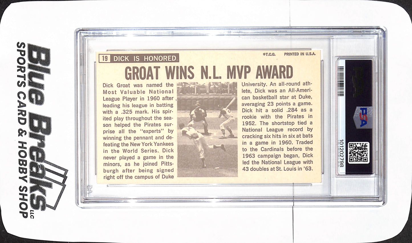 1964 Topps Giants - Dick Groat  - St. Louis Cardinals - Baseball - PSA 6 - #19