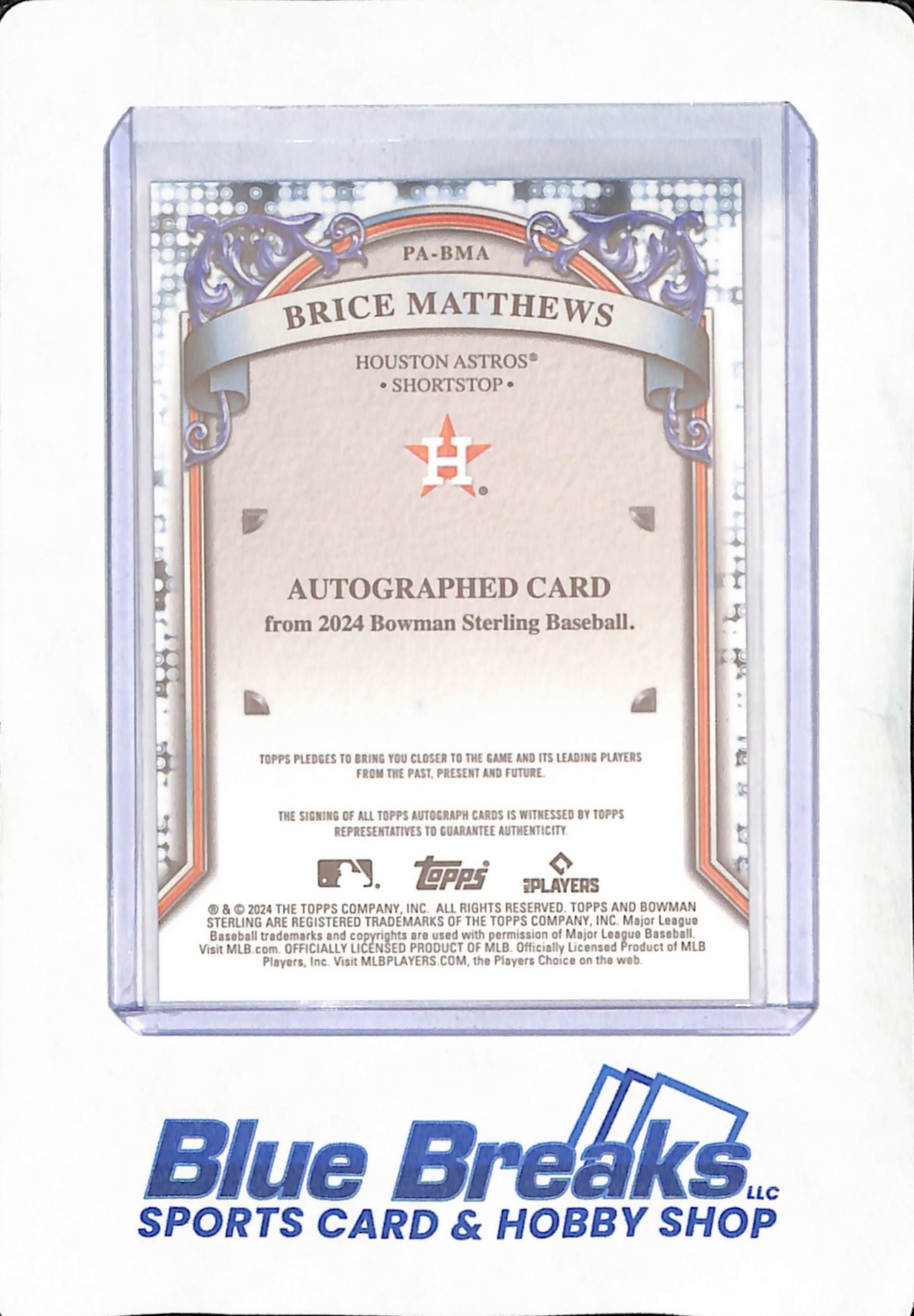 2024 Bowman Sterling - Brice Matthews - Autograph - Houston Astros - Baseball - #PA-BMA