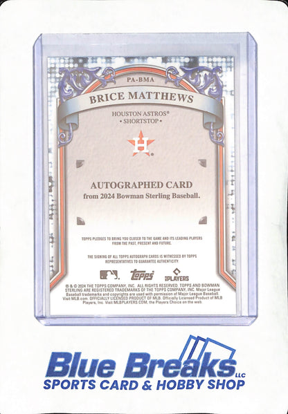 2024 Bowman Sterling - Brice Matthews - Autograph - Houston Astros - Baseball - #PA-BMA