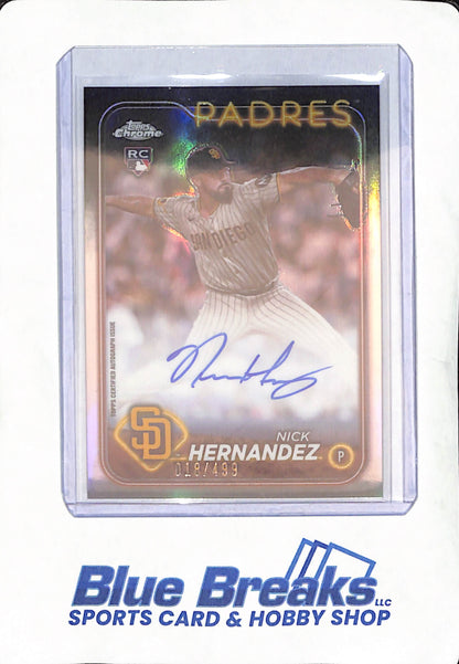 2024 Topps Chrome - Nick Hernandez - Autograph - San Diego Padres - RC - Baseball - 018/499 - #RA-NH