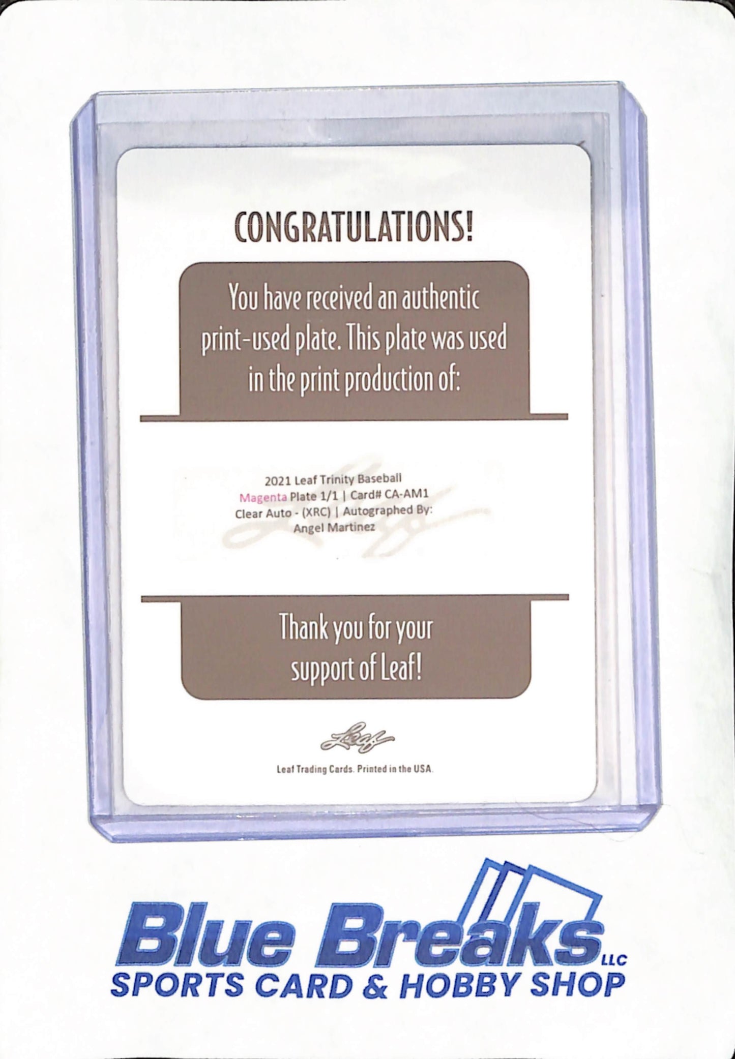 2021 Leaf Trinity - Angel Martinez - Autograph Magenta Printing Plate - Cleveland Guardians - Baseball - 1/1 - #CA-AM1