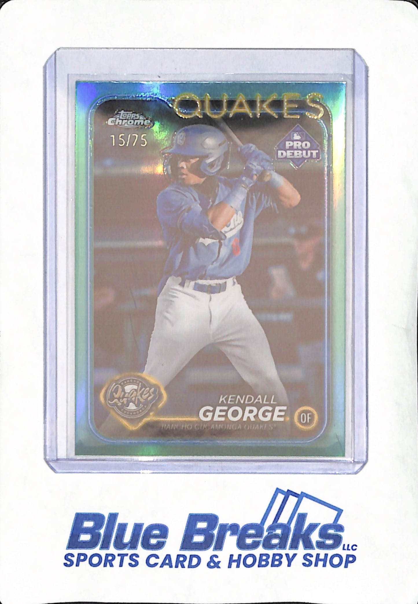 2024 Topps Pro Debut Chrome - Kendall George - Ranch Cucamonga Quakes - Aqua - Baseball - 15/75 - #PDC-148