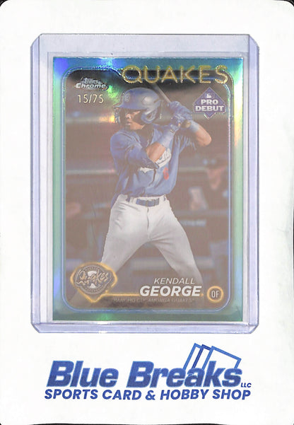 2024 Topps Pro Debut Chrome - Kendall George - Ranch Cucamonga Quakes - Aqua - Baseball - 15/75 - #PDC-148