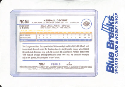 2024 Topps Pro Debut Chrome - Kendall George - Ranch Cucamonga Quakes - Aqua - Baseball - 15/75 - #PDC-148