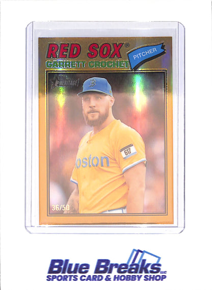 2026 Topps Heritage - Garrett Crochet - Gold Refractor - 36/50 - Boston Red Sox - Baseball - #23