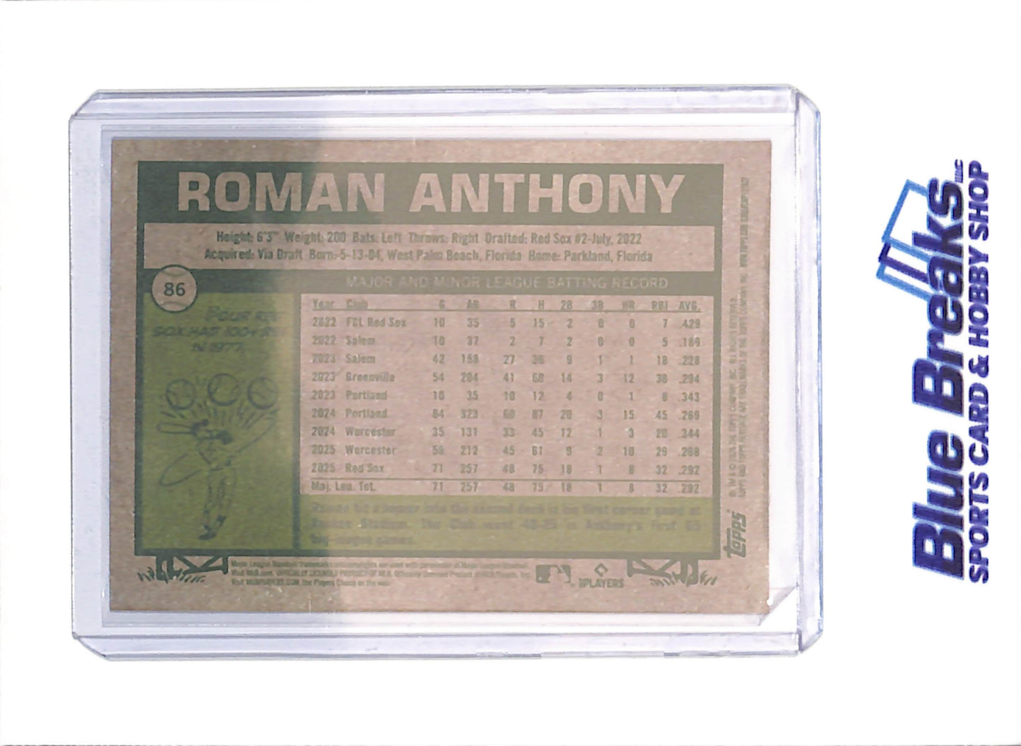 2026 Topps Heritage - Roman Anthony - Silver Sparkle - RC - Boston Red Sox - Baseball - #86