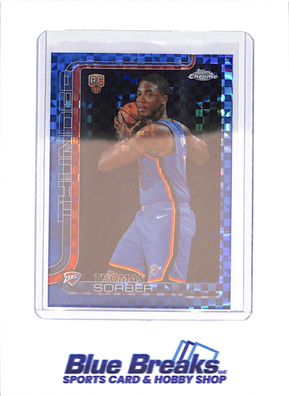 2025 Topps Chrome - Thomas Sorber - Blue Xfractor - RC - Oklahoma City Thunder - Basketball - #265