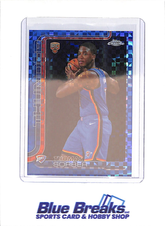 2025 Topps Chrome - Thomas Sorber - Blue Xfractor - RC - Oklahoma City Thunder - Basketball - #265 - Drop