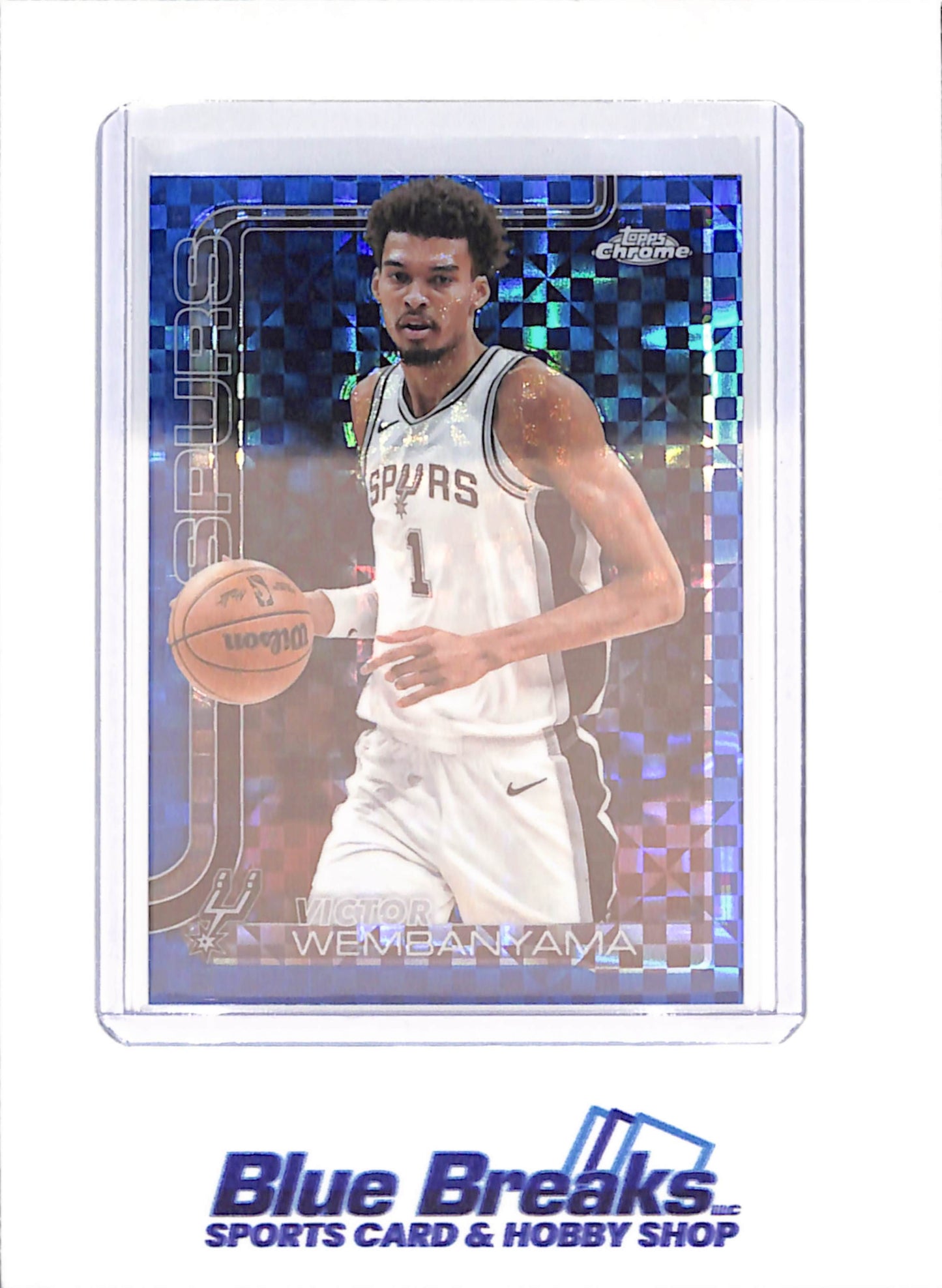 2025 Topps Chrome - Victor Wembanyama - Blue Xfractor - San Antonio Spurs - Basketball - #221