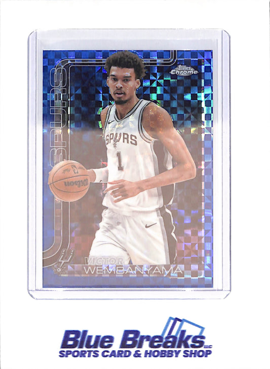 2025 Topps Chrome - Victor Wembanyama - Blue Xfractor - San Antonio Spurs - Basketball - #221 - Drop