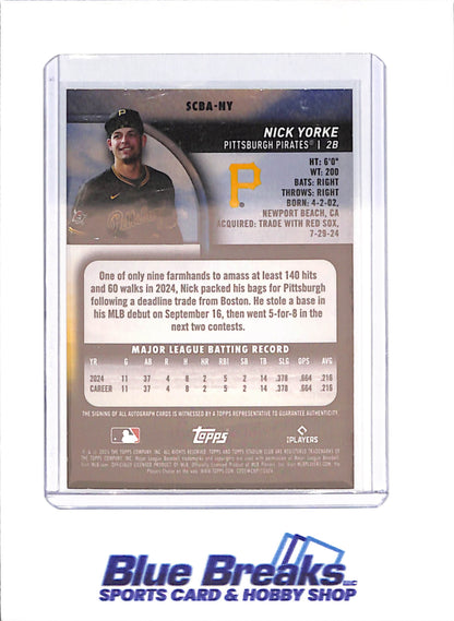 2025 Stadium Club - Nick Yorke - Autograph - RC - Pittsburgh Pirates - Baseball - #SCBA-NY