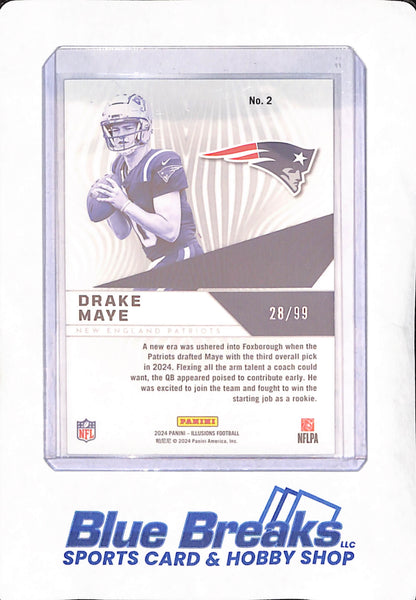 2024 Panini Illusions - Drake Maye - Amazing Red - RC - New England Patriots - Football - 28/99 - #2