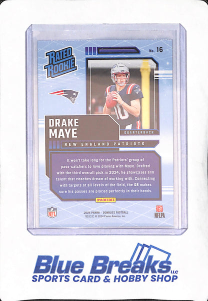 2024 Panini Donruss - Drake Maye - Rated Rookie Retro Blue - New England Patriots - Football - #16