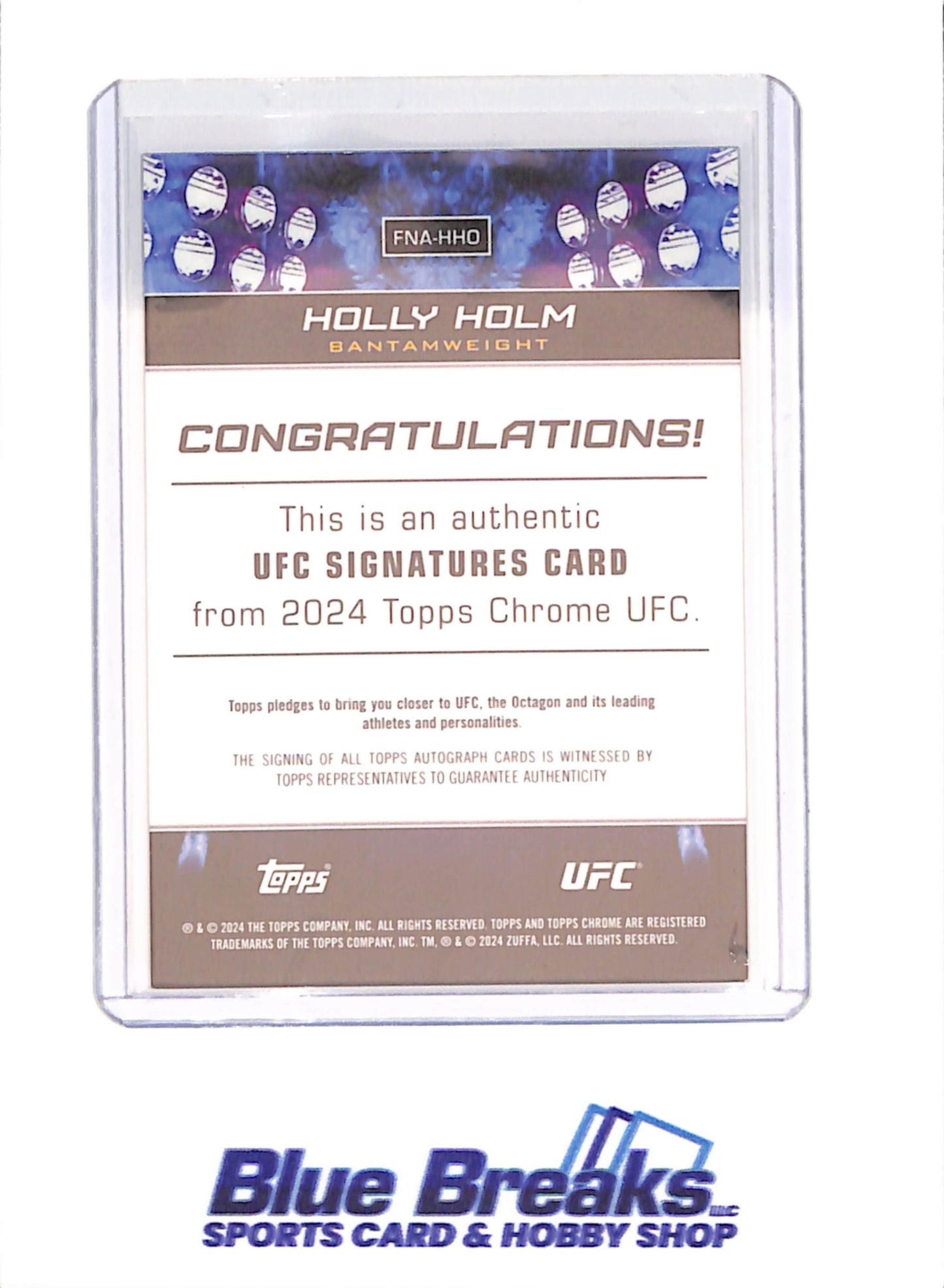 2024 Topps Chrome - Holly Holm - Signatures Autograph - Bantamweight - UFC - #FNA-HHO