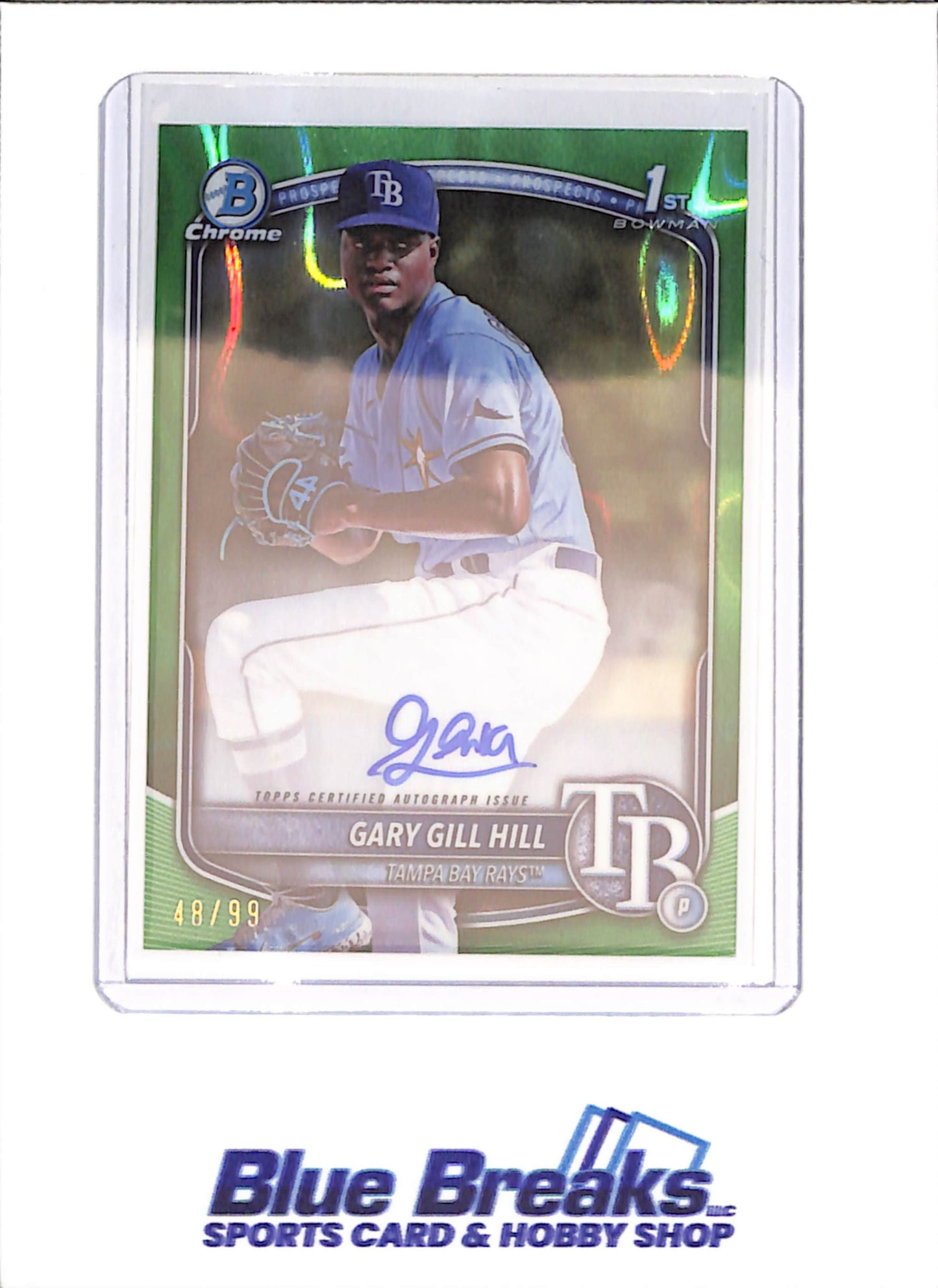 2025 Bowman Chrome - Gray Gill Hill - Green Lava Autograph - 1st Bowman - 48/99 - Tampa Bay Rays - Baseball - #CPA-GG