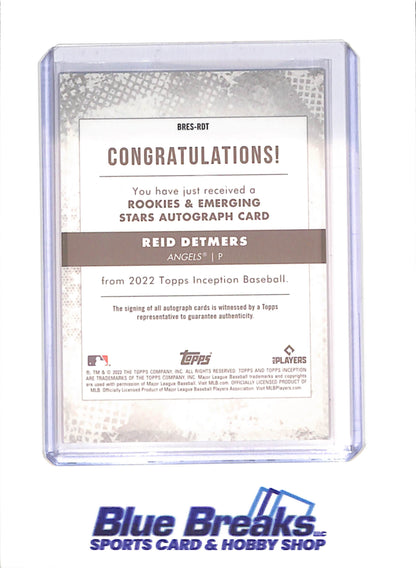 2022 Topps Inception - Reid Detmers - RC - Autograph - 18/50 - Los Angeles Angels - Baseball - #BRES-ROT