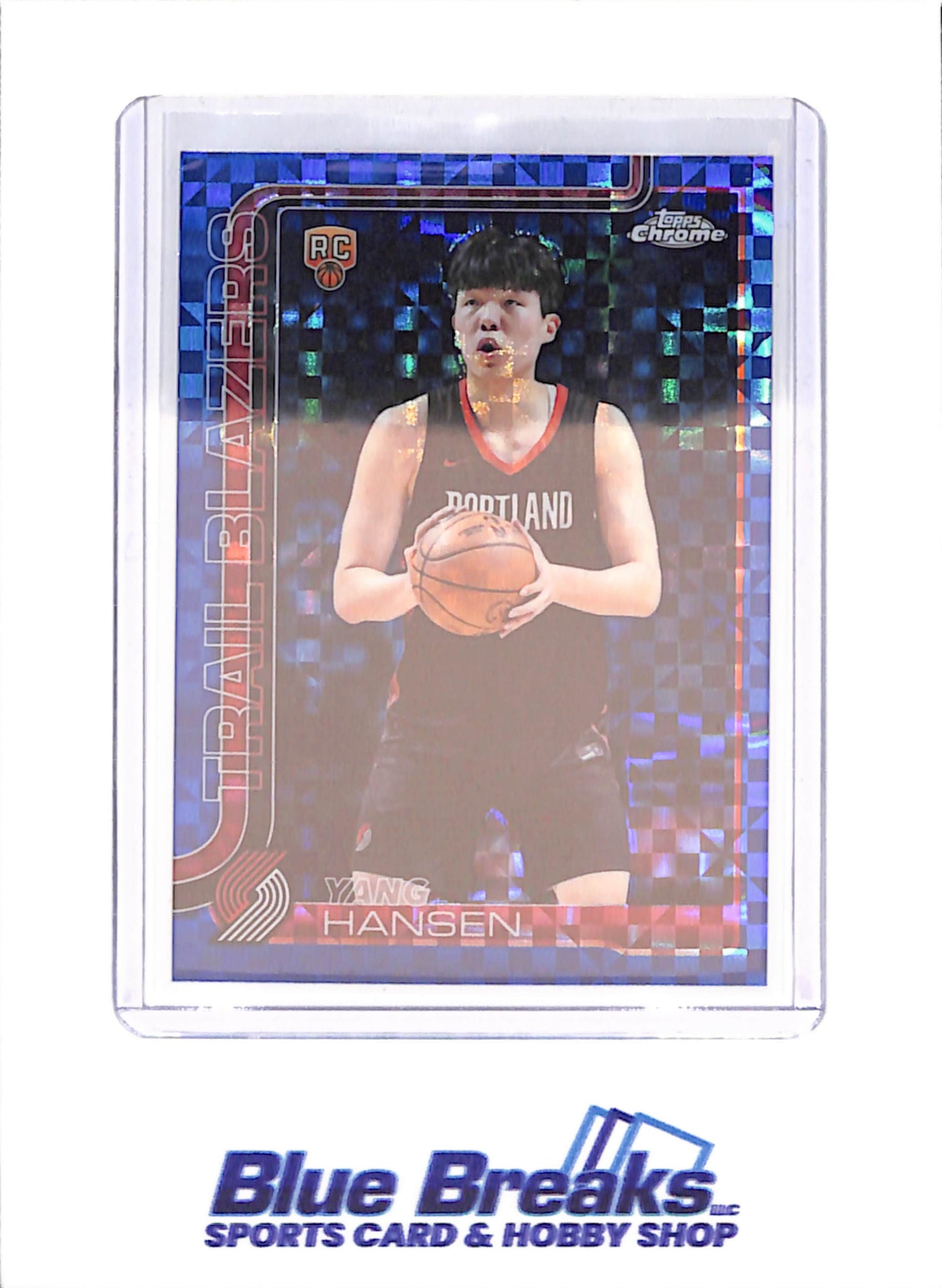 2025-26 Topps Chrome - Yang Hansen - RC - Blue Xfractor - Portland Trail Blazers - Basketball - #266