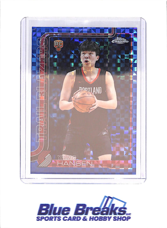 2025-26 Topps Chrome - Yang Hansen - RC - Blue Xfractor - Portland Trail Blazers - Basketball - #266