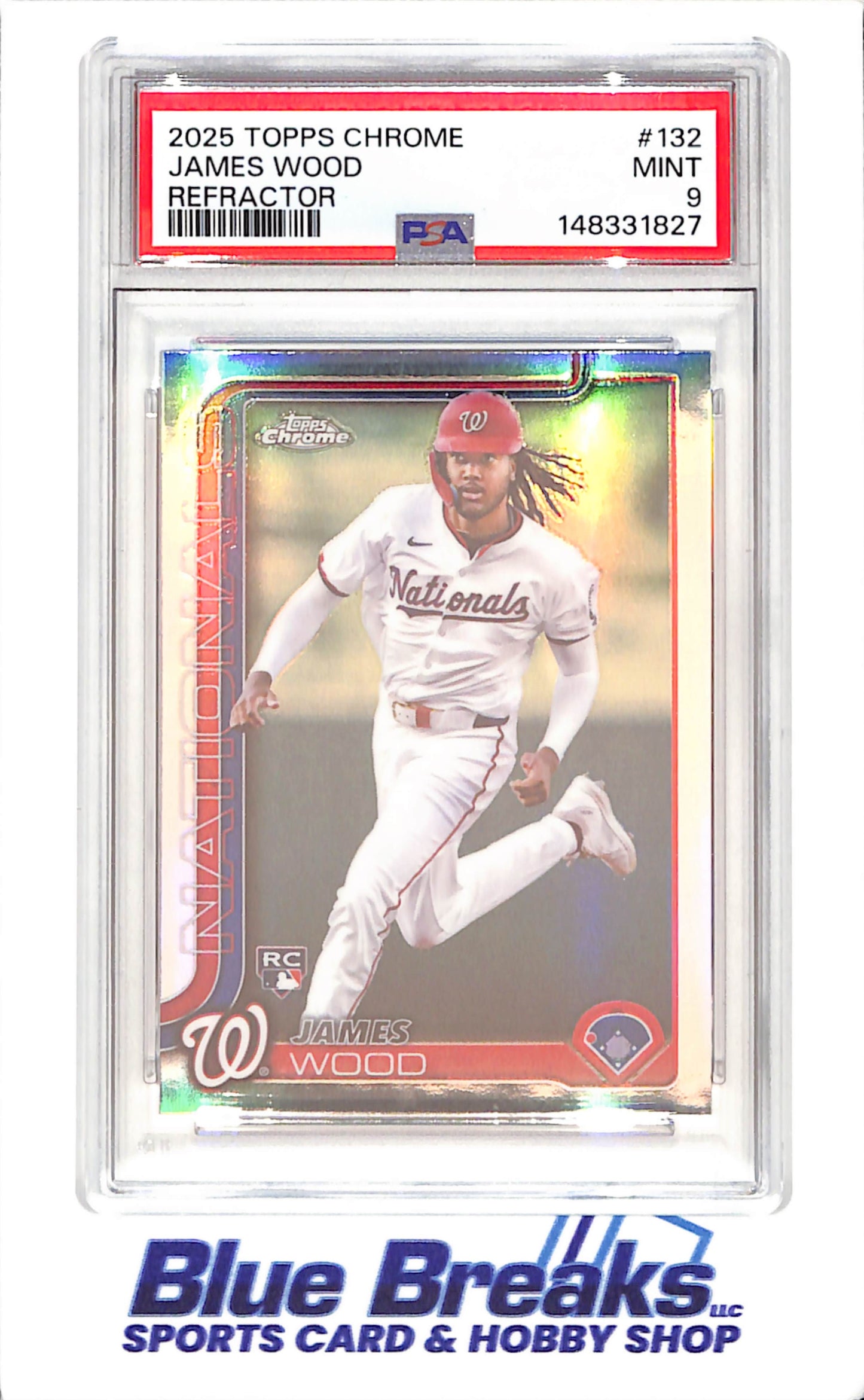 2025 Topps Chrome - James Wood - Refractor - RC - PSA 9 - Washington Nationals - Baseball - #132