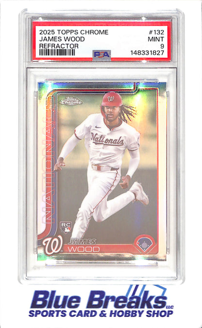 2025 Topps Chrome - James Wood - Refractor - RC - PSA 9 - Washington Nationals - Baseball - #132