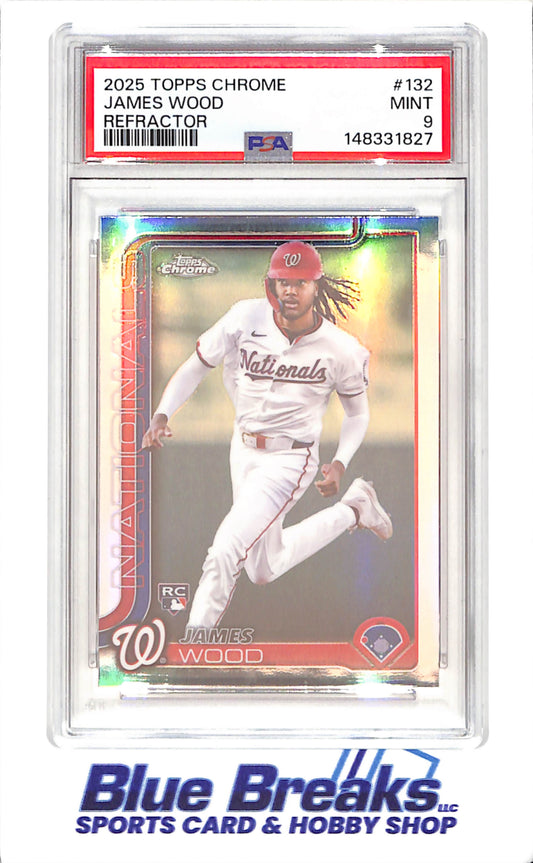 2025 Topps Chrome - James Wood - Refractor - RC - PSA 9 - Washington Nationals - Baseball - #132