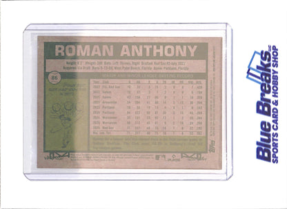 2026 Topps Heritage - Roman Anthony - Yellow Border - RC - Boston Red Sox - Baseball - #86