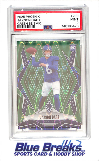 2025 Panini Phoenix - Jaxson Dart - Green Seismic - RC - 11/25 - PSA 9 - New York Giants - Football - #200
