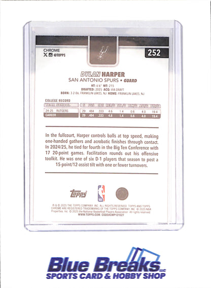 2025-26 Topps Chrome - Dylan Harper - RC - Basketball Border - San Antonio Spurs - Basketball - #252